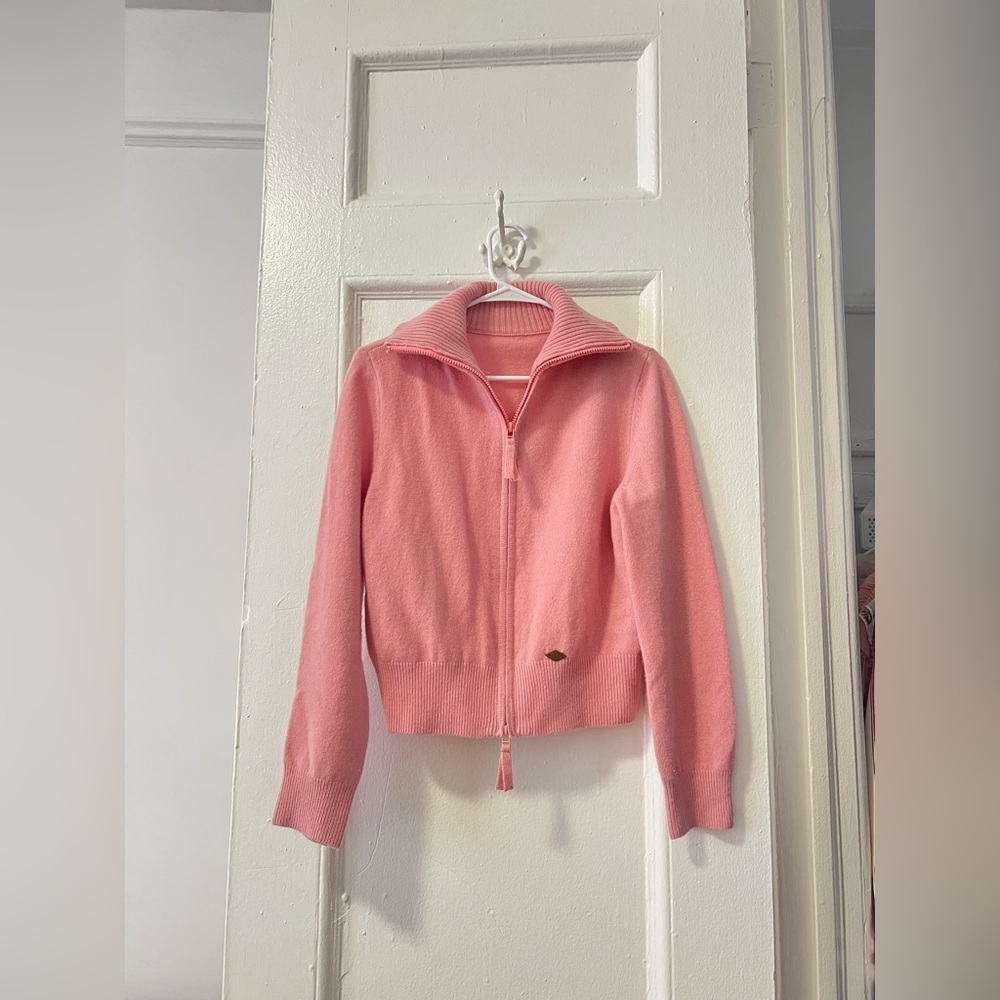 Pink knit zip up cardigan from Korea